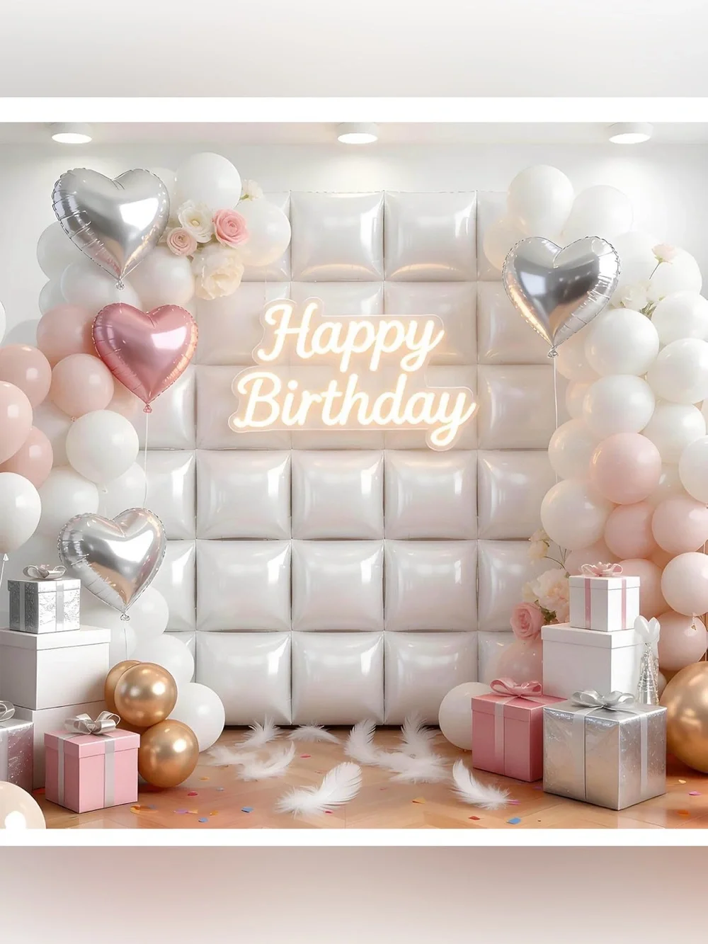 25pc White Square Foil Balloons Backdrop Party Decorations